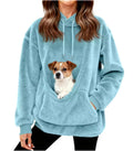 Fleece-Hoodie mit Hunde-Tragetasche in Blau